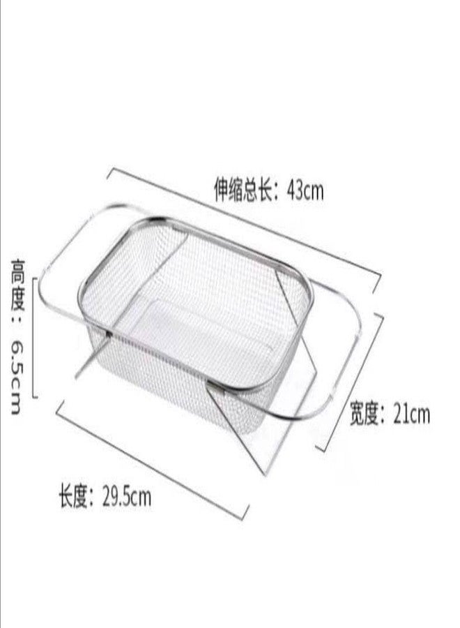 SHREE HANS CREATION Over The Sink Colander Strainer Stainless Steel Kitchen Sink Drain Basket Storage Dish Rack Adjustable,Durable, Rubber Grip Handle, Fine Mesh Strainer Expandable Rinse Fruits, Vegetables - Image 4